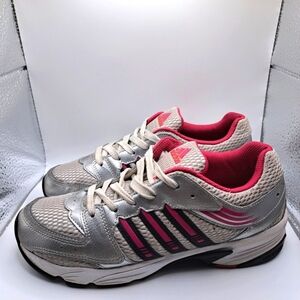 Kids Adidas sneakers silver black and pink size 4